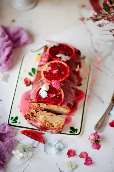 Sangre Vegana Naranja Cake Vintage Style Selective Focus —  Fotos de Stock