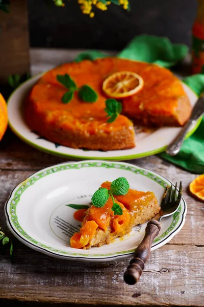 Clementine Auf Dem Kopf Kuchen Selektiver Fokus — Stockfoto