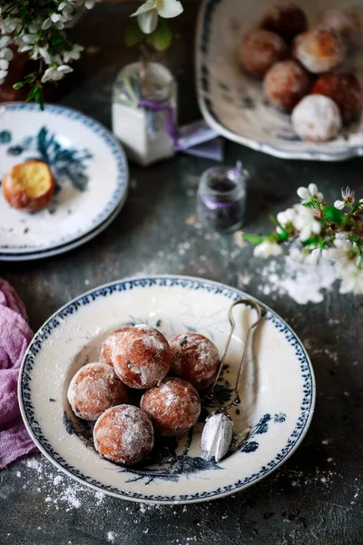 Rosquillas Ricota Con Lavanda Style Vintage Selective Focus — Foto de Stock