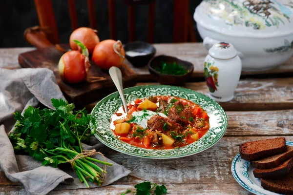 Rassolnik Traditionelle Russische Suppe Mit Essiggurken — Stockfoto