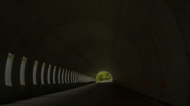 Travel through tunnels along the mountain roads — Stock Video