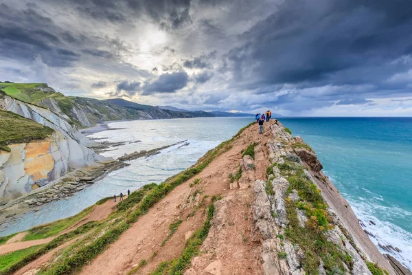Plage Zumaia Formation Rocheuse Flysch Espagne — Photo
