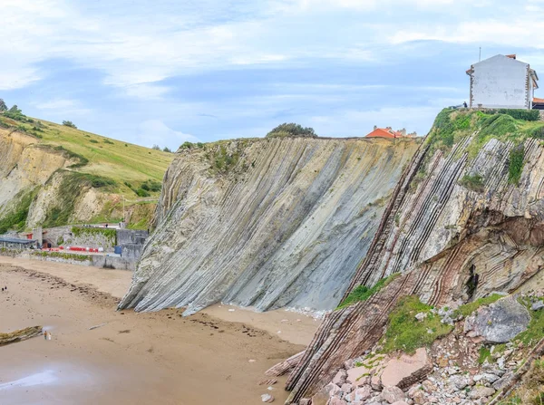 Praia Zumaia Formação Rochosa Flysch Espanha — Fotografia de Stock