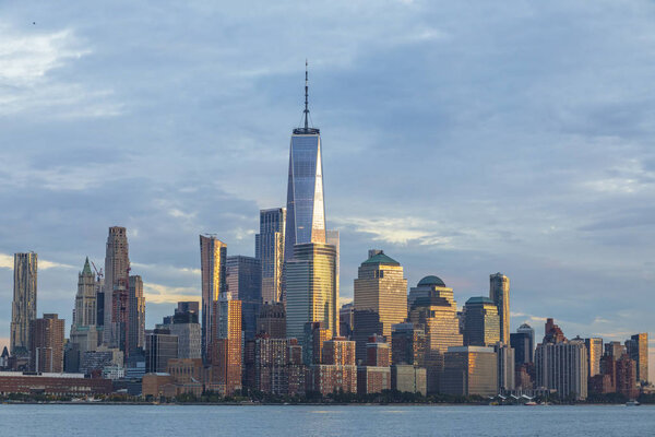 Panoramic view of Midtown Manhattan Skyline at Sunset, New York City