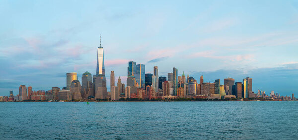 Panoramic view of Midtown Manhattan Skyline at Sunset, New York City