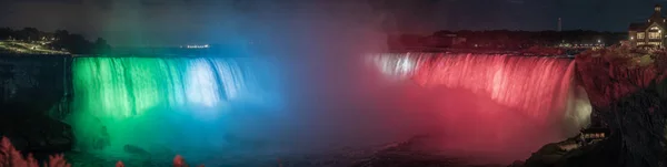 Ниагарский Водопад Красочное Освещение Водопада Вид Канадской Стороны — стоковое фото