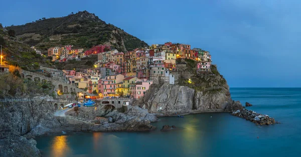 Tramonto Sulle Cinque Terre Manarola Toscana Italia — Foto Stock