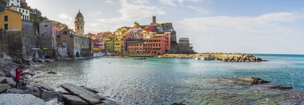 Vernazza All Alba Cinque Terre Italia — Foto Stock