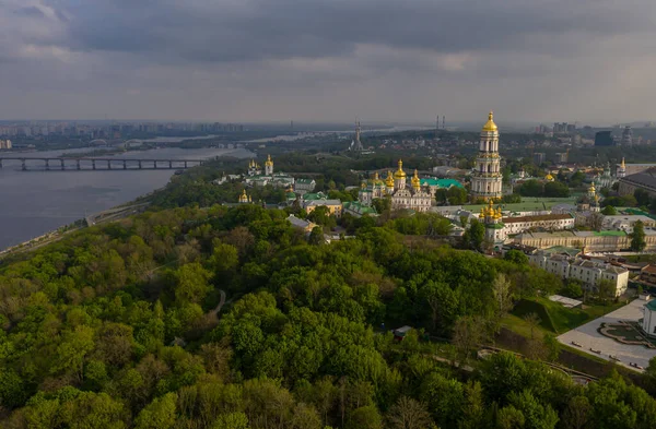 Luftaufnahme Des Kiewer Pechersk Lavra Licht Der Sonnenuntergänge Kiew Ukraine — Stockfoto