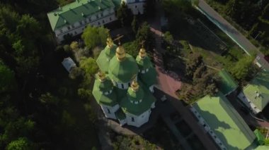 Vydubychi Manastırı Havadan Görünümü, Kiev, Kyiv, Ukrayna