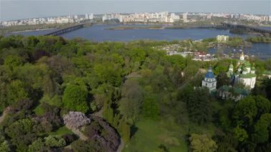 Vydubychi Manastırı Havadan Görünümü, Kiev, Kyiv, Ukrayna