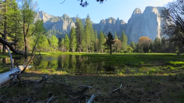 Capitan Ile Yosemite Vadisi Tünel Manzarası Ndan Bridalveil Sonbaharı Yarım — Stok video