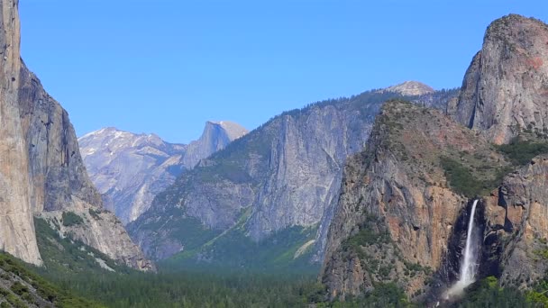 ヨセミテバレーWith Capitan Bridalveil Fall Half Dome Tunnel View ヨセミテ カリフォルニア州 — ストック動画