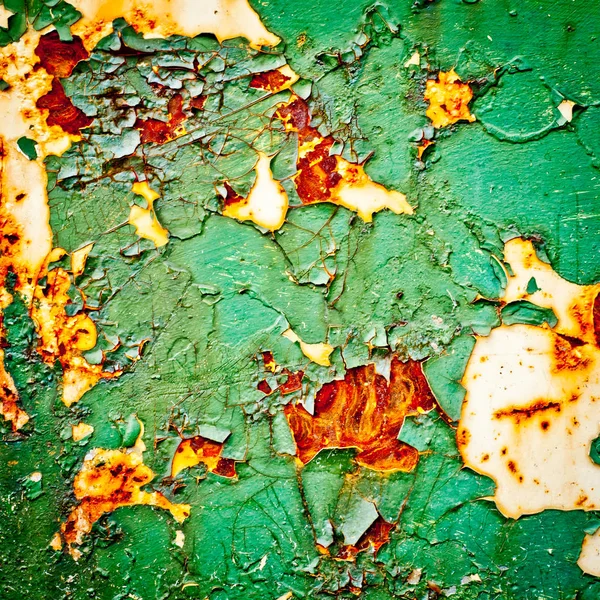 Peeling vernice su sfondo metallo arrugginito — Foto Stock