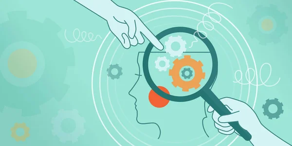 The psychological concept of human thinking, brain mechanics, complexes, problems. Stock Photo