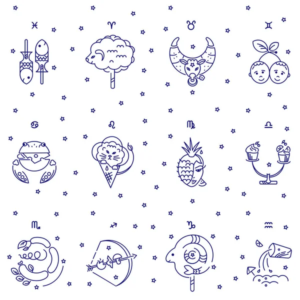 Kids Seamless Pattern Signe Zodiaque Étoiles Constellations Couleur Bleue Sur — Image vectorielle