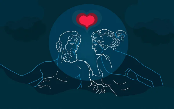 Illusztráció Valentin Napra Kapcsolatokról Szerelemről Szexről Vitarendezésről Veszekedésről Ókori Görög — Stock Vector