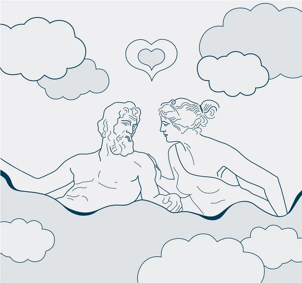 Ilustracja Walentynek Związków Miłości Seksu Rozwiązywania Sporów Kłótni Starożytni Greccy — Wektor stockowy
