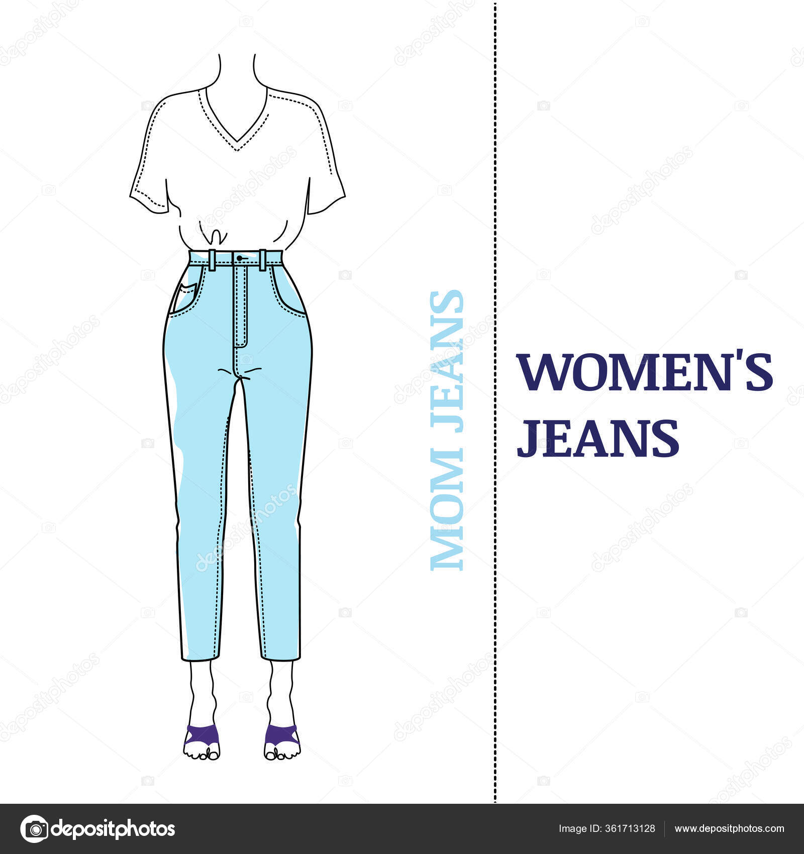 Tipos Corte Popular Para Vaqueros Azules Las Mujeres Mamá Jeans