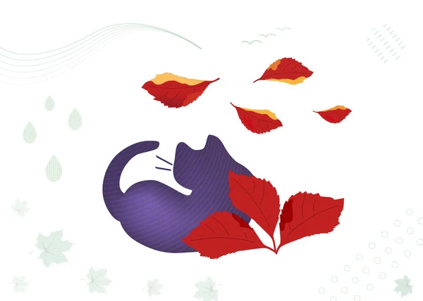 Autumn Illustration Banner Facebook Cover Website Background Street Sad Grumpy Royalty Free Stock Images