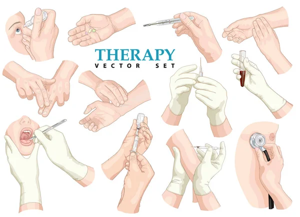 Therapy hands. Vector set. — Stock Vector