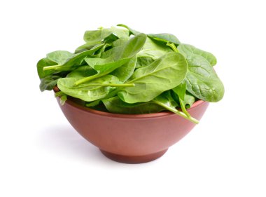 Taze ıspanak kabın içinde demet.