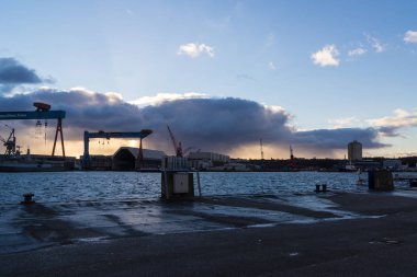 Kiel, Almanya. 5 Ocak, 2017. Kiel, sermaye Schleswig-Holstein, Kuzey Almanya, fırtına ön 