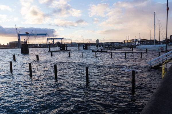Kiel, Germany. 5th January, 2017. Kiel, Capital of Schleswig-Holstein, North Germany, after storm front "Axel" and a storm tide has passed away