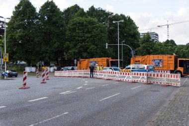 Kiel, Almanya - 16 Haziran 2017: Güvenlik önlemleri ve polis kontrollerin Kieler Woche 2017 sırasında