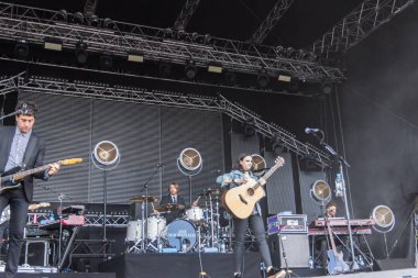 Kiel, Almanya - 16 Haziran 2017: Singersongwriter Amy Mcdonald Soundcheck Hoern aşamada Cuma Kieler Woche 2017 sırasında performans