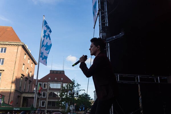 Kiel, Germany - June 17th 2017: Michael Patrick Kelly on the Rathaus Stage on the first Day of the Kieler Woche 2017