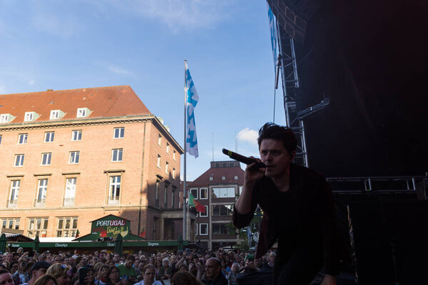 Kiel, Germany - June 17th 2017: Michael Patrick Kelly on the Rathaus Stage on the first Day of the Kieler Woche 2017