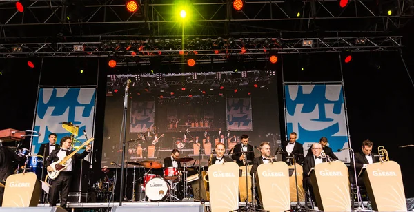 Kiel Alemania Junio 2017 Cantante Jazz Tom Gaebel Escenario Rathaus — Foto de Stock