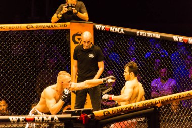 Hamburg, Almanya - 18 Kasım 2017: Artur Reis ve Poorya Zaheri biz aşk Mma 34 sırasında arasındaki mücadele 