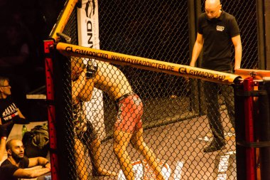 Hamburg, Almanya - 18 Kasım 2017: Artur Reis ve Poorya Zaheri biz aşk Mma 34 sırasında arasındaki mücadele 