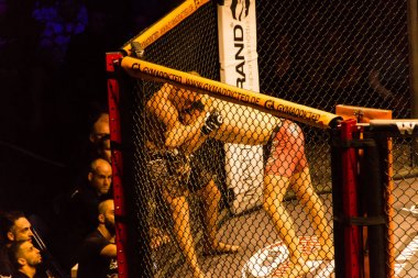 Hamburg, Almanya - 18 Kasım 2017: Artur Reis ve Poorya Zaheri biz aşk Mma 34 sırasında arasındaki mücadele 