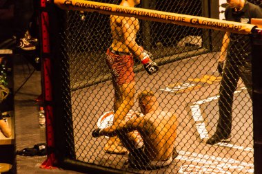 Hamburg, Almanya - 18 Kasım 2017: Artur Reis ve Poorya Zaheri biz aşk Mma 34 sırasında arasındaki mücadele 