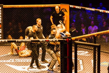 Hamburg, Almanya - 18 Kasım 2017: Artur Reis ve Poorya Zaheri biz aşk Mma 34 sırasında arasındaki mücadele 