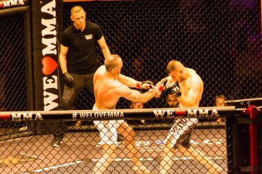 Hamburg, Almanya - 18 Kasım 2017: Najm Azizi ve Daniel Makin biz aşk Mma 34 sırasında arasındaki mücadele 