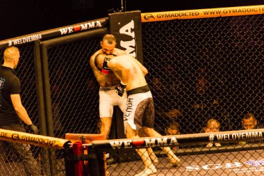 Hamburg, Almanya - 18 Kasım 2017: Najm Azizi ve Daniel Makin biz aşk Mma 34 sırasında arasındaki mücadele 