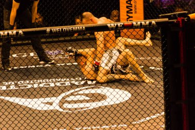 Hamburg, Almanya - 18 Kasım 2017: Najm Azizi ve Daniel Makin biz aşk Mma 34 sırasında arasındaki mücadele 