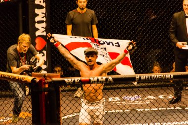 Hamburg, Almanya - 18 Kasım 2017: Najm Azizi ve Daniel Makin biz aşk Mma 34 sırasında arasındaki mücadele 