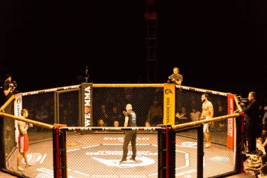 Hamburg, Almanya - 18 Kasım 2017: Ali Ramazan ve Aaron Froehlich biz aşk Mma 34 sırasında arasındaki mücadele 