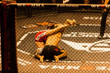 Hamburg, Almanya - 18 Kasım 2017: Ali Ramazan ve Aaron Froehlich biz aşk Mma 34 sırasında arasındaki mücadele 