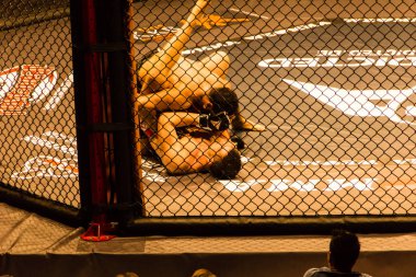 Hamburg, Almanya - 18 Kasım 2017: Ali Ramazan ve Aaron Froehlich biz aşk Mma 34 sırasında arasındaki mücadele 