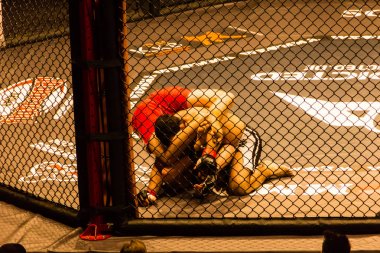 Hamburg, Almanya - 18 Kasım 2017: Ali Ramazan ve Aaron Froehlich biz aşk Mma 34 sırasında arasındaki mücadele 