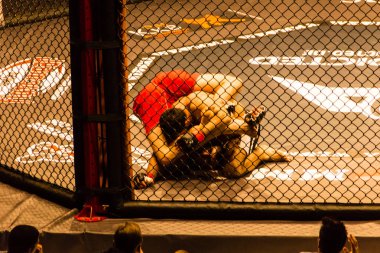 Hamburg, Almanya - 18 Kasım 2017: Ali Ramazan ve Aaron Froehlich biz aşk Mma 34 sırasında arasındaki mücadele 