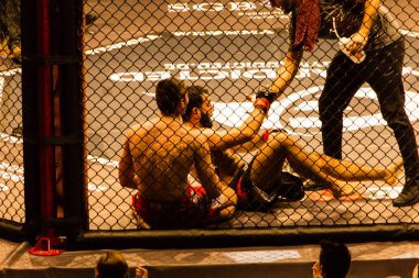 Hamburg, Almanya - 18 Kasım 2017: Ali Ramazan ve Aaron Froehlich biz aşk Mma 34 sırasında arasındaki mücadele 