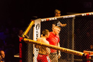 Hamburg, Almanya - 18 Kasım 2017: Ali Ramazan ve Aaron Froehlich biz aşk Mma 34 sırasında arasındaki mücadele 