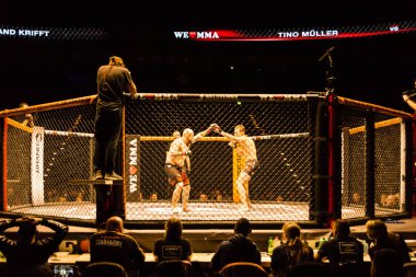 Hamburg, Almanya - 18 Kasım 2017: Roland Krifft ve Tino Mueller sırasında biz aşk Mma 34 arasındaki mücadele 